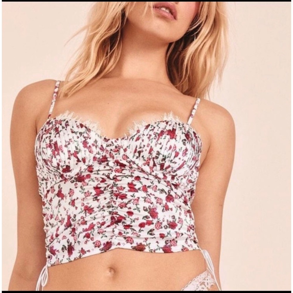 For Love and Lemons Floral Melrose Bustier Top Size XL